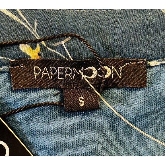 NWT Papermoon Teal Blue Floral Top‎ Dressy Sleeveless Blouse V Neck Tank SMALL - Picture 10 of 11